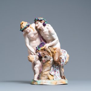 A large 'Bacchus' group, Meissen-style porcelain, late 19th C. — 照片 1