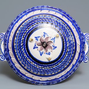 A large blue and manganese Frisian Delft fish strainer, Tichelaar, Makkum, 19th C. — photo 2