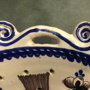 A large blue and manganese Frisian Delft fish strainer, Tichelaar, Makkum, 19th C. — photo 8