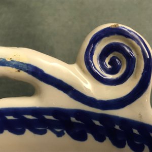 A large blue and manganese Frisian Delft fish strainer, Tichelaar, Makkum, 19th C. — photo 9