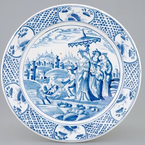 A large blue and white dish with biblical scene, Harlingen, Friesland, 18th C. — photo 1
