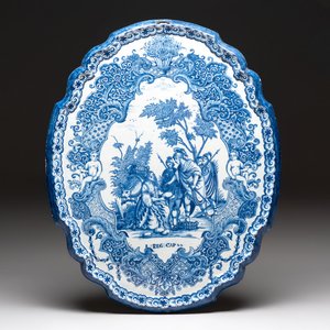 A large blue and white Dutch Delft 'biblical subject' plaque, 18th C. — photo 1