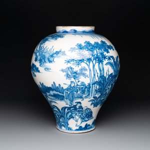 A large blue and white Dutch Delft chinoiserie baluster vase in Transitional style, 2nd half 17th C. — photo 1