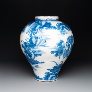 A large blue and white Dutch Delft chinoiserie baluster vase in Transitional style, 2nd half 17th C. — photo 3