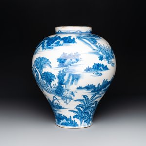 A large blue and white Dutch Delft chinoiserie baluster vase in Transitional style, 2nd half 17th C. — photo 4