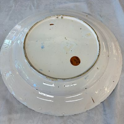 A large blue and white Dutch Delft chinoiserie dish with landscape and figural design — photo 10