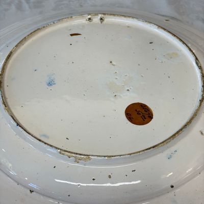 A large blue and white Dutch Delft chinoiserie dish with landscape and figural design — photo 11