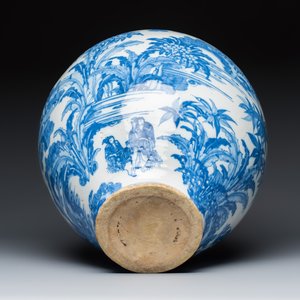 A large blue and white Dutch Delft chinoiserie vase in Transitional style — 照片 7