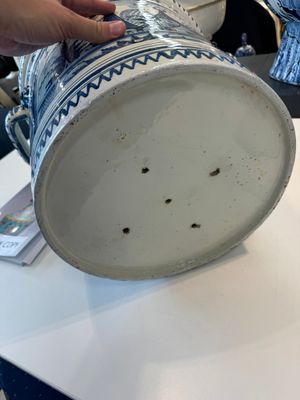 A large blue and white jardinière with landscape design, Nevers, 18th C. — photo 14