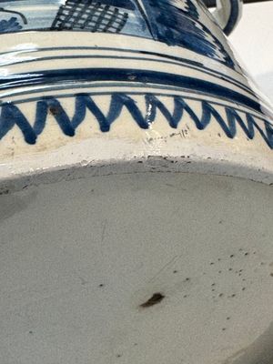 A large blue and white jardinière with landscape design, Nevers, 18th C. — photo 15