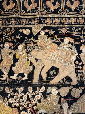 A large Burmese 'Kalaga' tapestry with narrative design, 19th C. — photo 12
