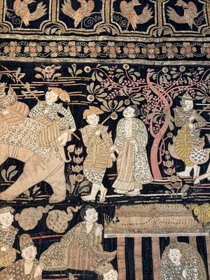 A large Burmese 'Kalaga' tapestry with narrative design, 19th C. — photo 13