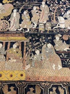 A large Burmese 'Kalaga' tapestry with narrative design, 19th C. — photo 21