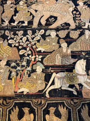 A large Burmese 'Kalaga' tapestry with narrative design, 19th C. — photo 26