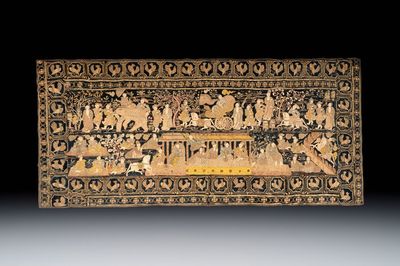 A large Burmese 'Kalaga' tapestry with narrative design, 19th C.