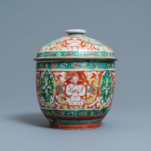 A large Chinese 'Bencharong' bowl and cover for the Thai market, mid 18th C. — 照片 4