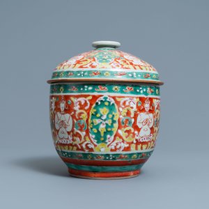 A large Chinese 'Bencharong' bowl and cover for the Thai market, mid 18th C. — 照片 6