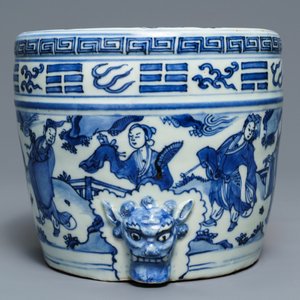 A large Chinese blue and white '8 immortals' censer, Wanli — 照片 7
