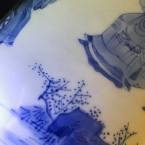 A large Chinese blue and white brush pot, bitong, Transitional period — photo 12