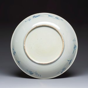 A large Chinese blue and white dish with floral design, Kangxi — photo 3