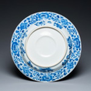 A large Chinese blue and white dish with raised central medallion, Kangxi — 照片 2