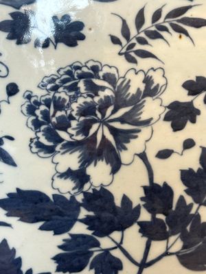 A large Chinese blue and white fish bowl with birds, deer, insects and flowering branches, 19th C. — photo 5
