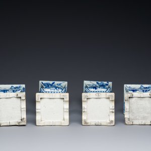 A large Chinese blue and white five-piece altar garniture, 19th C. — photo 8