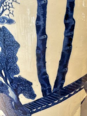 A large Chinese blue and white 'Guo Ziyi 郭子儀拜壽' rouleau vase, Kangxi — 照片 27