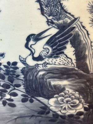 A large Chinese blue and white 'He Lu Tong Chun 鶴鹿同春' fish bowl, 19th C. — photo 6
