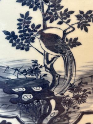 A large Chinese blue and white 'He Lu Tong Chun 鶴鹿同春' fish bowl, 19th C. — photo 9