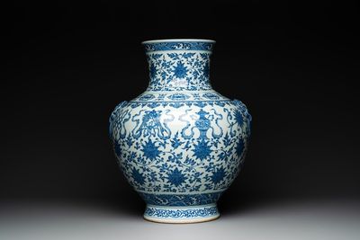 A large Chinese blue and white 'hu' 'bajixiang' vase, Yongzheng mark, 19/20th C.