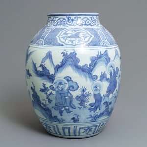 A large Chinese blue and white 'immortals' vase, Wanli — 照片 2