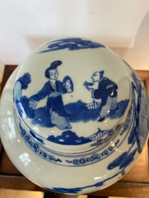 A large Chinese blue and white 'narrative subject' jar and cover, 19th C. — 照片 6