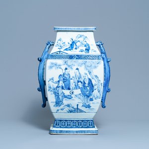 A large Chinese blue and white 'Seven Sages of the Bamboo Grove' vase, Qianlong — 照片 1