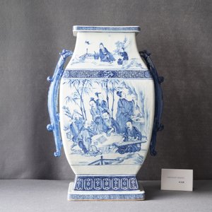 A large Chinese blue and white 'Seven Sages of the Bamboo Grove' vase, Qianlong — 照片 33