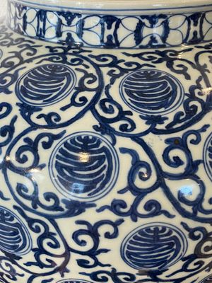 A large Chinese blue and white 'Shou' jar, Wanli mark but probably Republic — 照片 3
