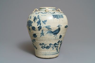 A large Chinese blue and white Swatow jar, Ming
