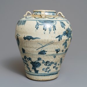 A large Chinese blue and white Swatow jar, Ming — photo 4