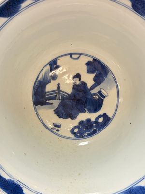 A large Chinese blue and white 'Zhu Lin Qi Xian 竹林七賢' bowl, Kangxi — 照片 7