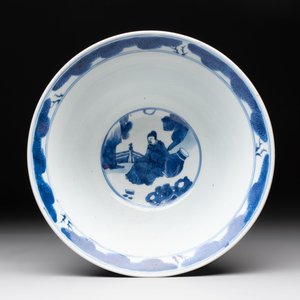 A large Chinese blue and white 'Zhu Lin Qi Xian 竹林七賢' bowl, Kangxi — 照片 5