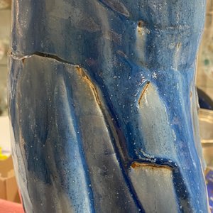 A large Chinese blue-glazed Shiwan pottery 'immortal' figure, 19th C. — photo 17