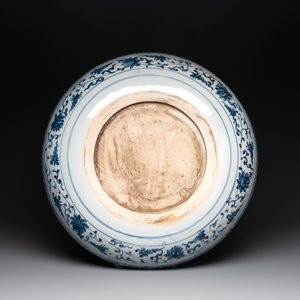 A large Chinese blue, white and copper-red 'carp' dish, 19/20th C. — photo 2