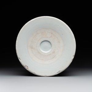 A large Chinese blue, white, celadon and copper-red brush pot on a later gilt bronze foot, 'bitong', Kangxi — 照片 7