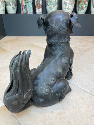 A large Chinese bronze 'Buddhist lion' censer, Ming — 照片 5