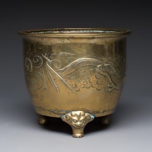 A large Chinese bronze 'Dragon' tripod censer, 19th C. — foto 3