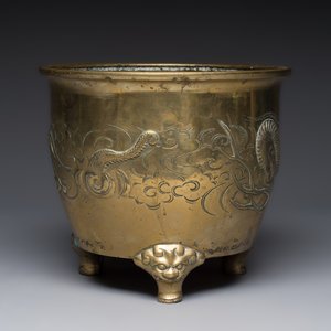 A large Chinese bronze 'Dragon' tripod censer, 19th C. — foto 5