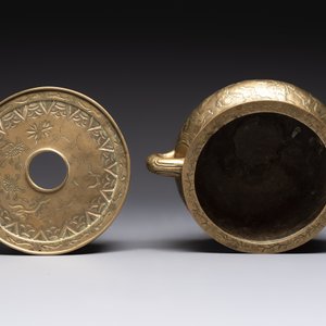 A large Chinese bronze 'Eight Immortals' censer and stand, Xuande mark, 19th C. — photo 5