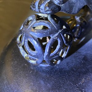A large Chinese bronze incense burner and cover on carved wooden stand, Ming — photo 21