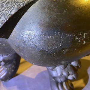 A large Chinese bronze incense burner and cover on carved wooden stand, Ming — photo 24