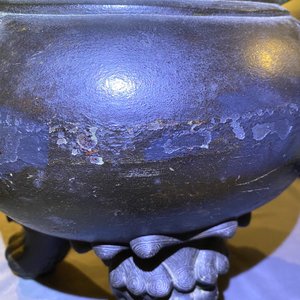 A large Chinese bronze incense burner and cover on carved wooden stand, Ming — photo 25
